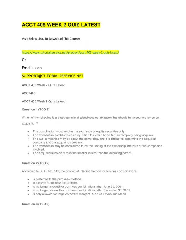 acct 405 week 2 quiz latest