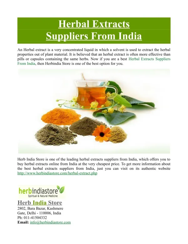 Herbal Extracts Suppliers From India