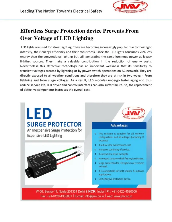 Effortless Surge Protection device Prevents From Over Voltage of LED Lighting