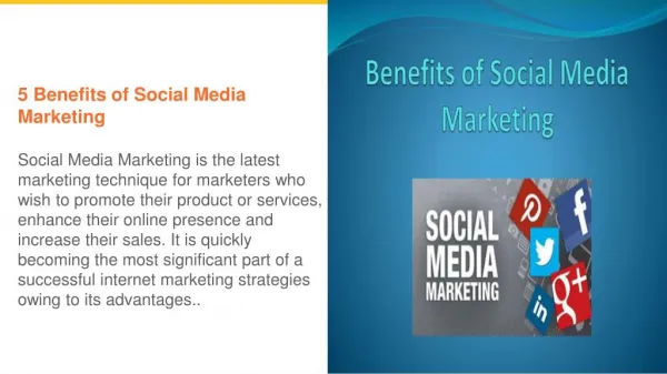 5 Benefits of social Media Marketing