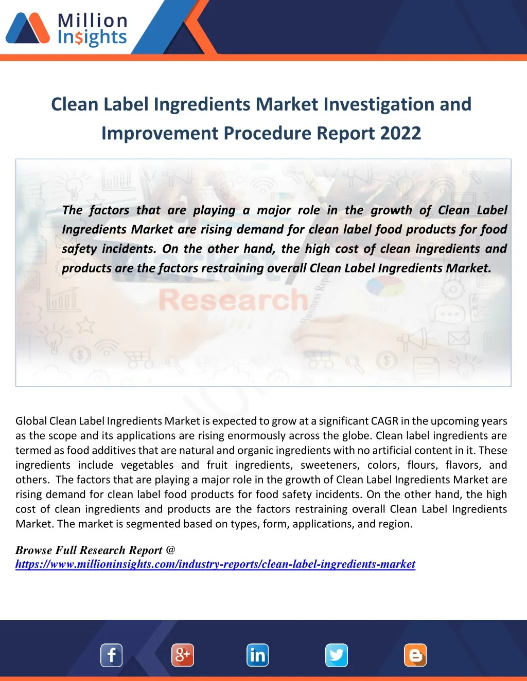 clean label ingredients market investigation