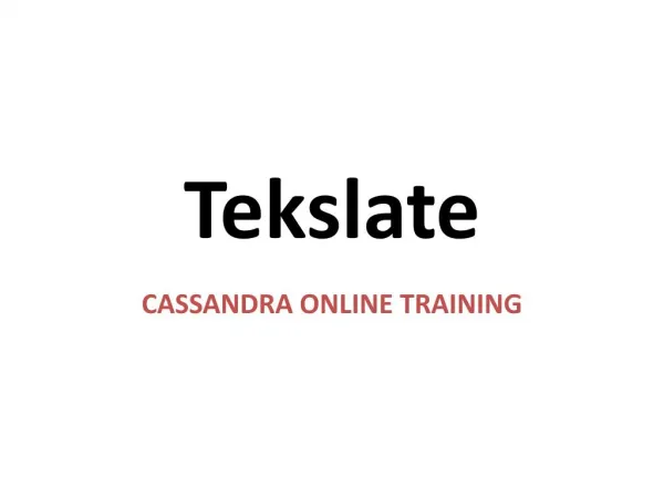 Cassandra training, Cassandra Online Tutorials
