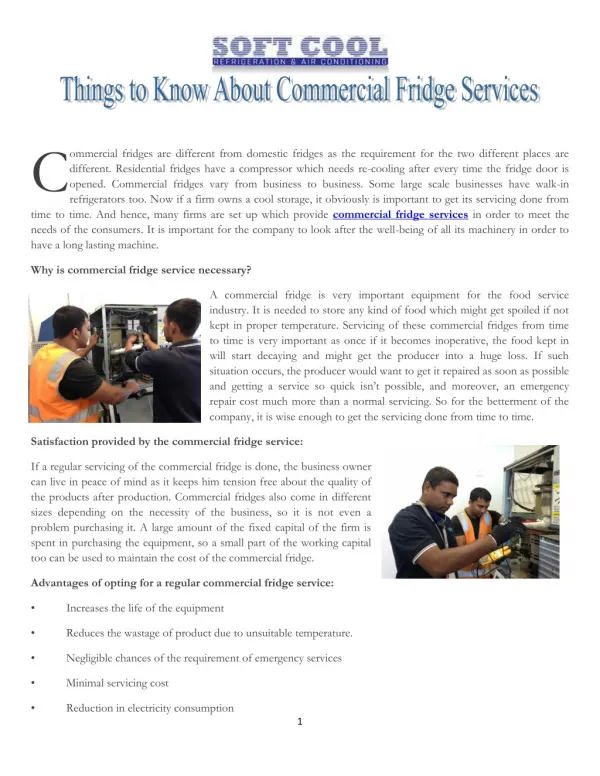 Things to Know About Commercial Fridge Services