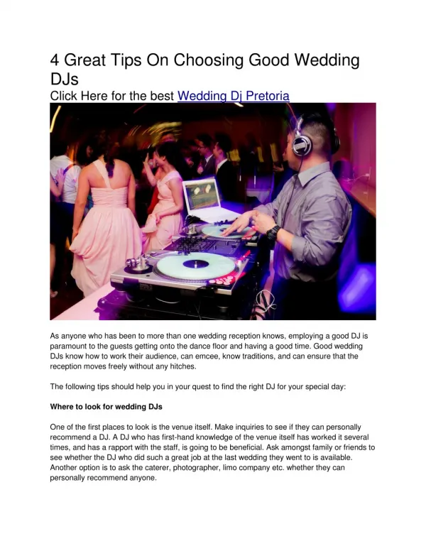 Wedding Dj Pretoria