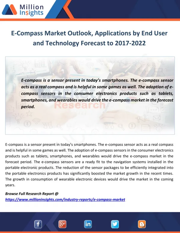 E-Compass Market Outlook, Applications by End User and Technology Forecast to 2017-2022