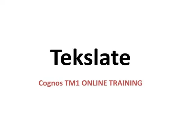 Cognos TM1 Training online
