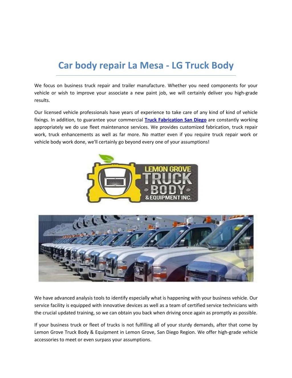 car body repair la mesa lg truck body