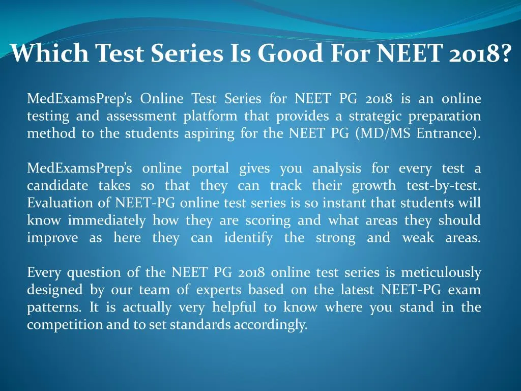 which test series is good for neet 2018