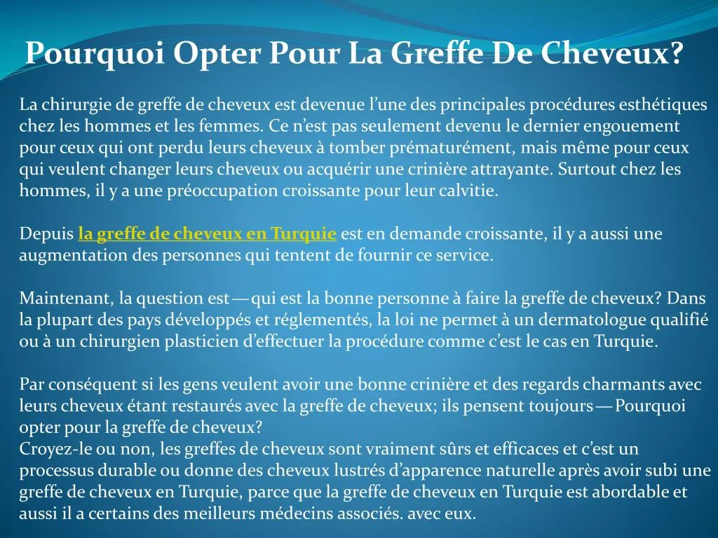 pourquoi opter pour la greffe de cheveux