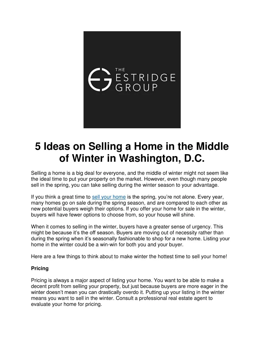5 ideas on selling a home in the middle of winter
