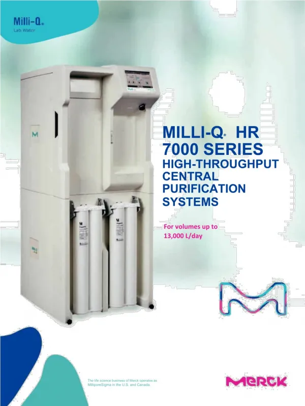Milli-Q HR 7000 LAB WATER PURIFICATION SYSTEM