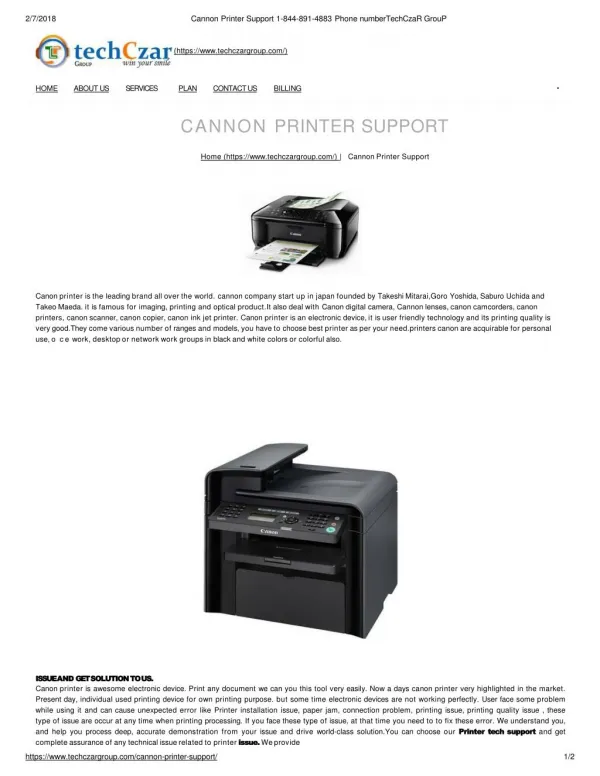 cannon printer support 1844-891-4883 phone number