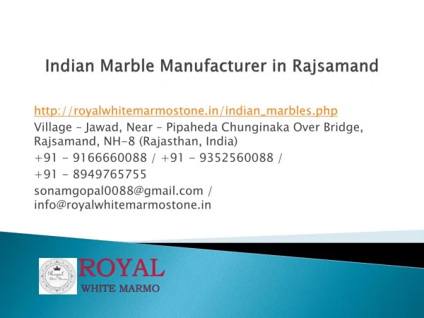 Indian Marble Manufacturer in Rajsamand
