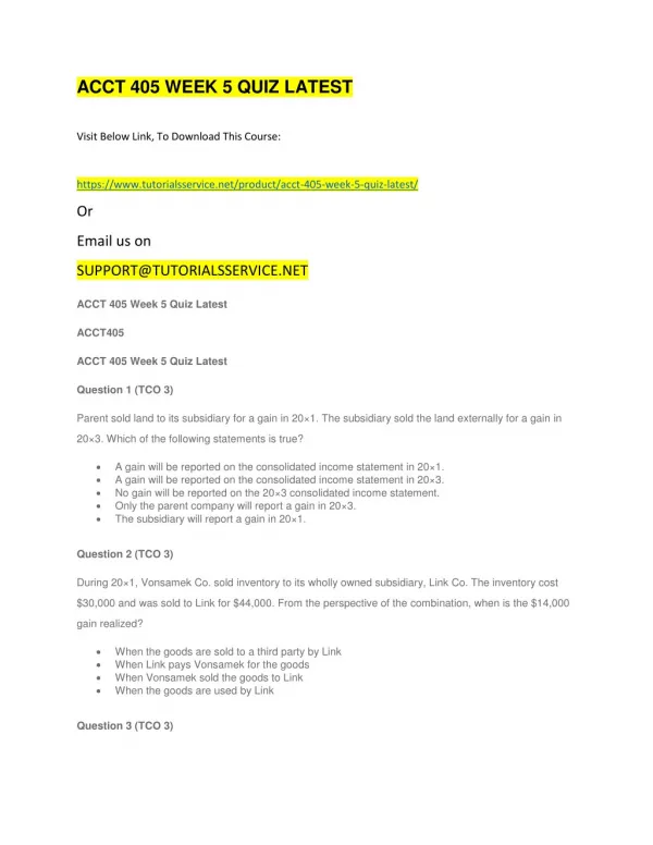 acct 405 week 5 quiz latest
