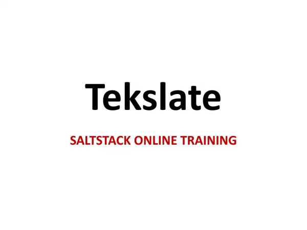 Saltstack Training, Saltstack online Training, Saltsatck Certification