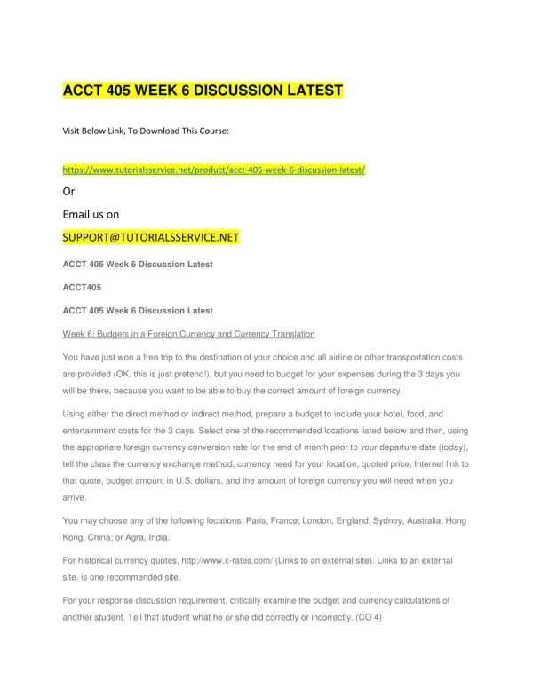 acct 405 week 6 discussion latest