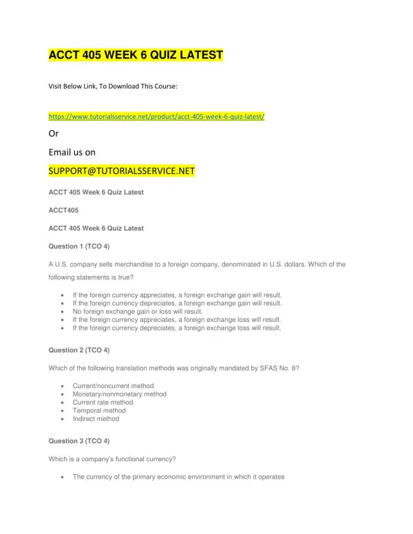 acct 405 week 6 quiz latest