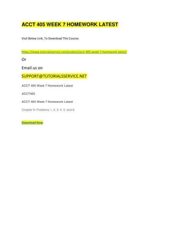 acct 405 week 7 homework latest