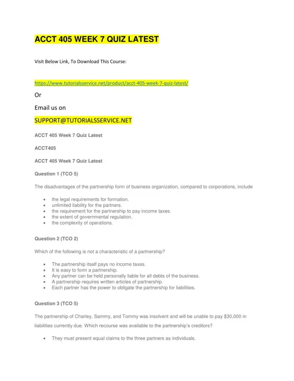 acct 405 week 7 quiz latest