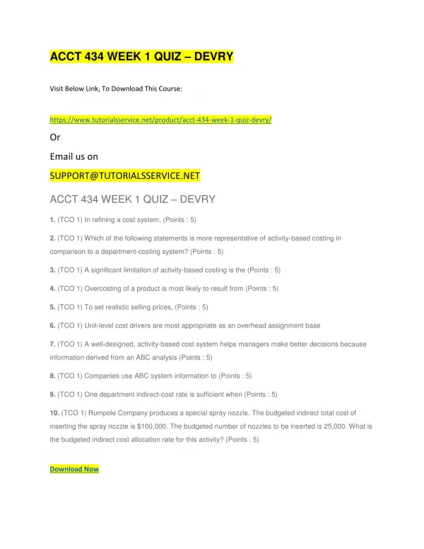 acct 434 week 1 quiz devry