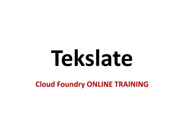 Cloud Foundry Training, pivotal cloud foundry developer certification