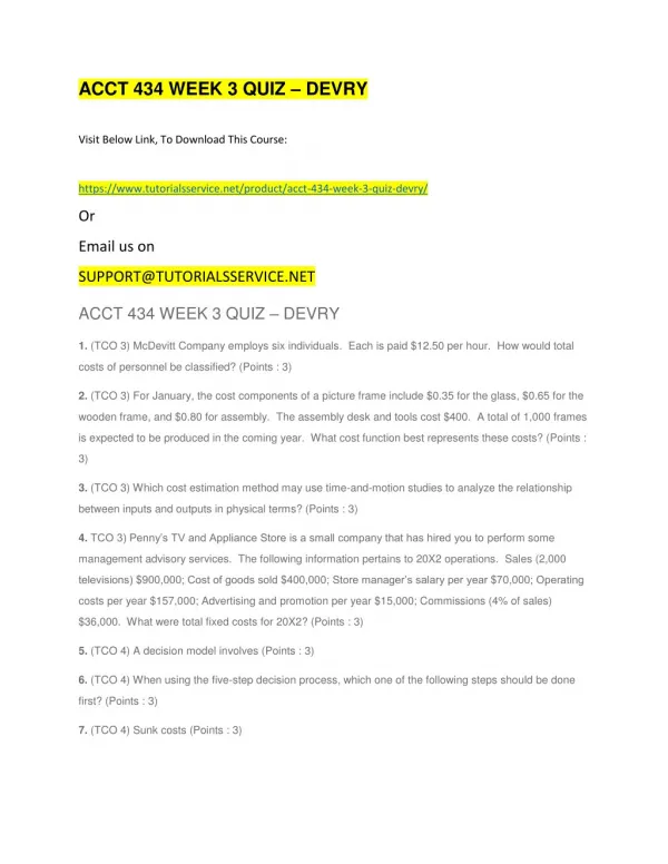 acct 434 week 3 quiz devry