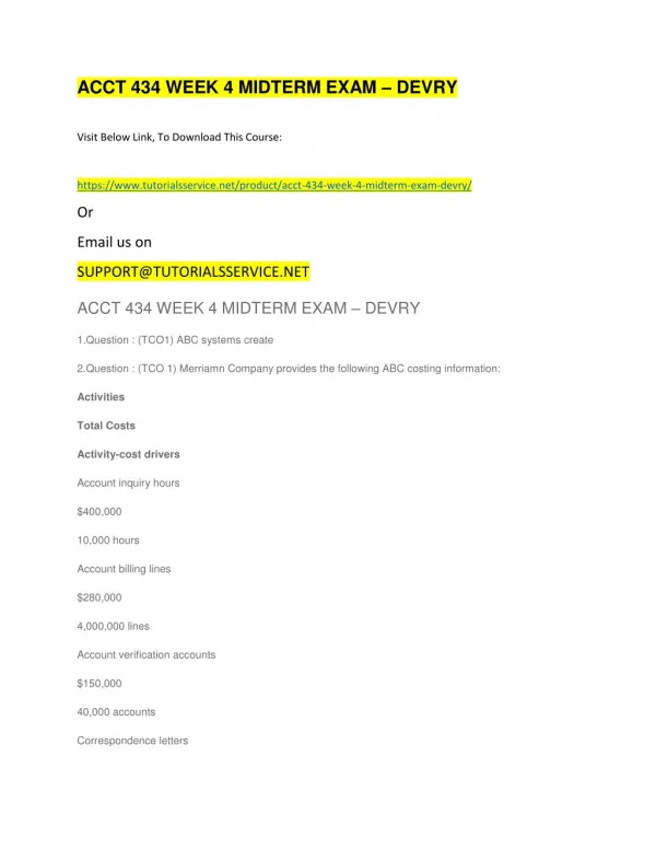 acct 434 week 4 midterm exam devry