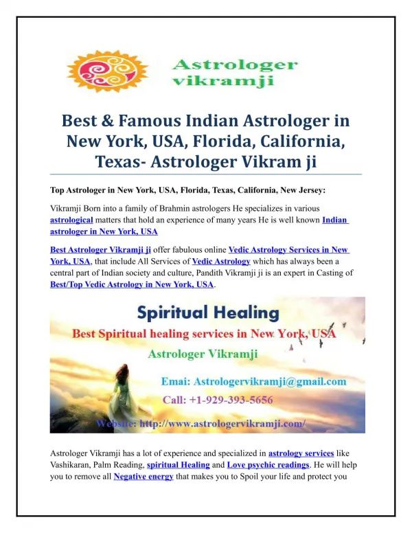 Astrologer in New York with 20 years Vedic astrology experience, established in USA, Texas, New Jersey, California, Flor