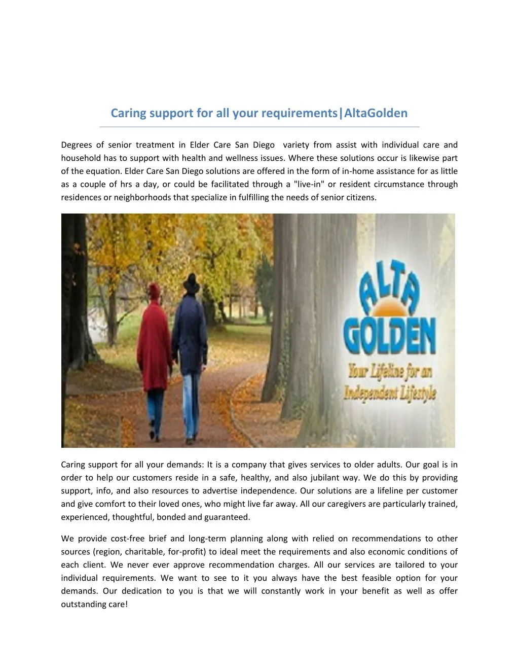 caring support for all your requirements