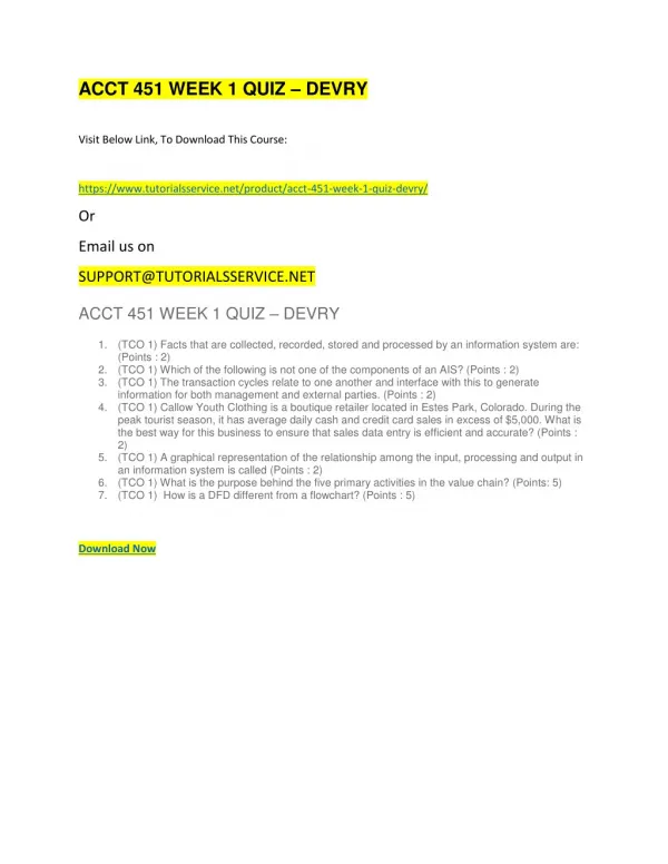 acct 451 week 1 quiz devry