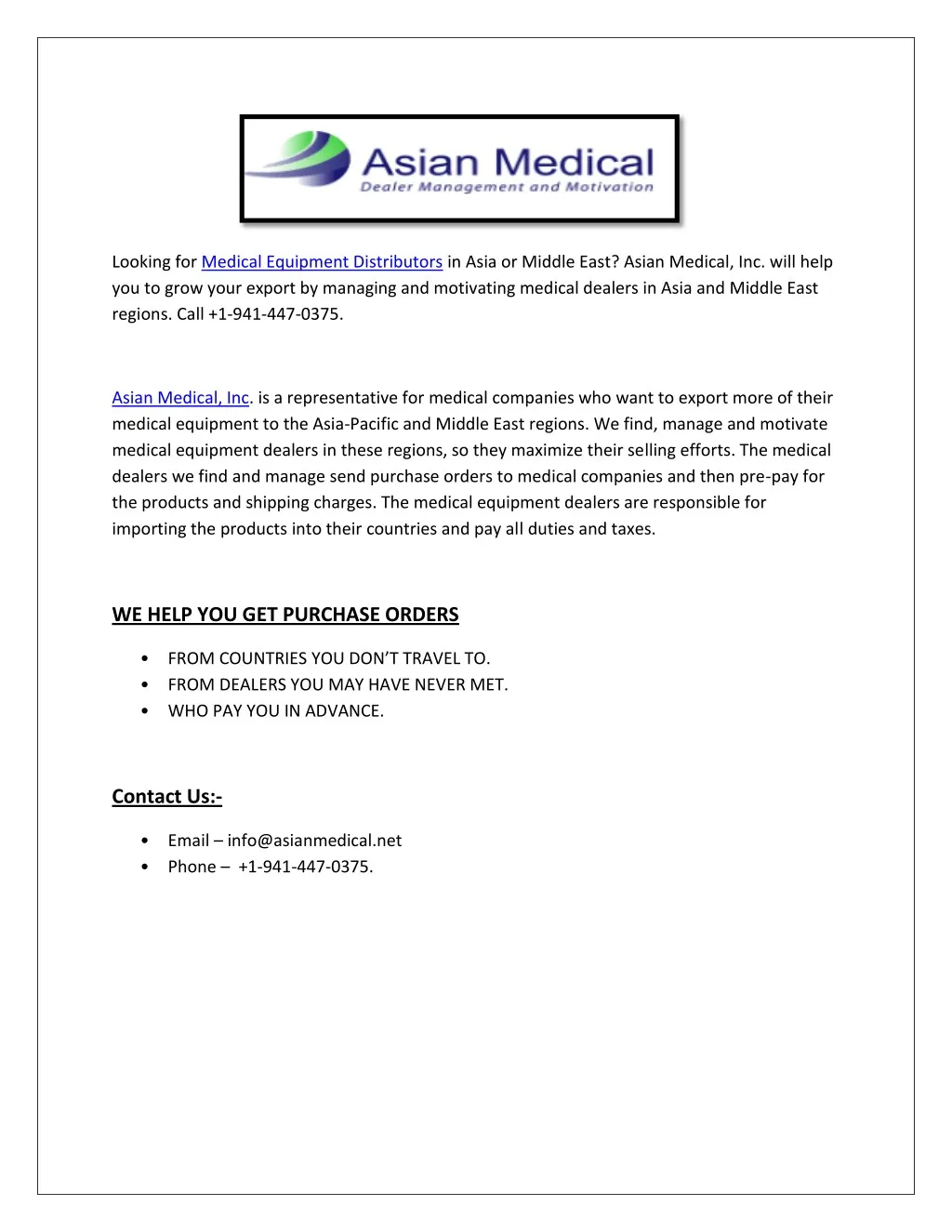 looking for medical equipment distributors