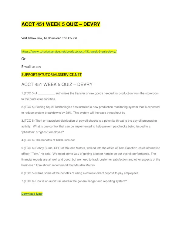 acct 451 week 5 quiz devry
