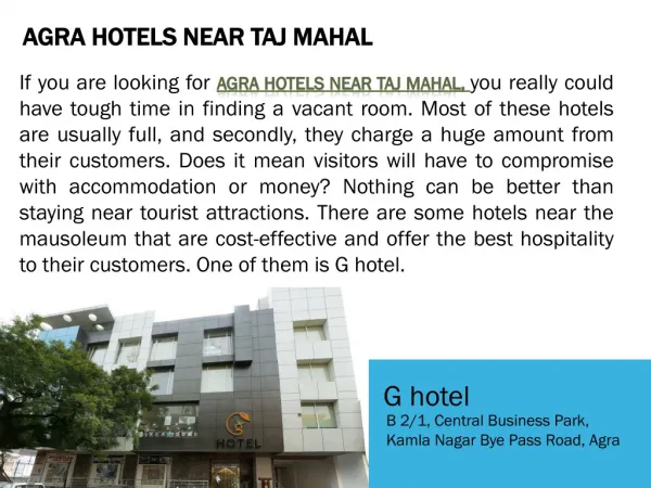 Agra hotels near Taj Mahal