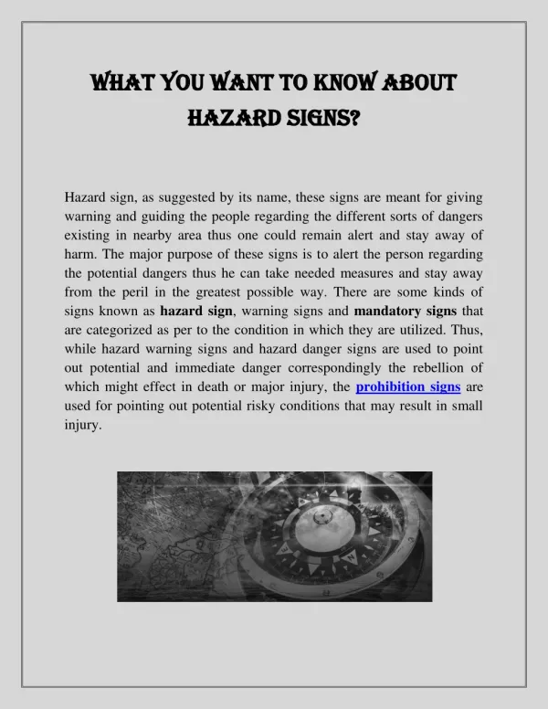 What You Want to Know About Hazard Signs
