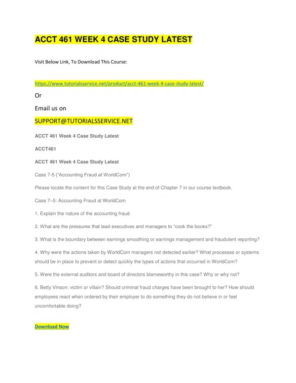 acct 461 week 4 case study latest