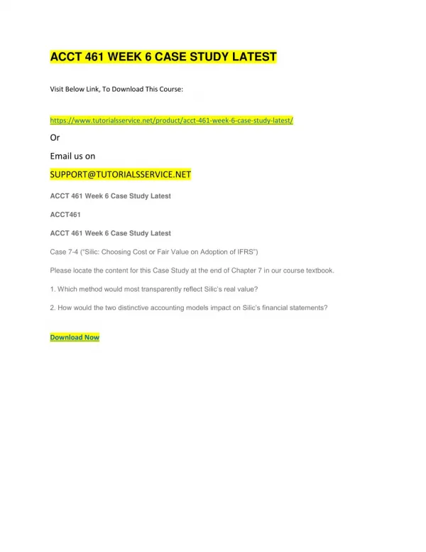 acct 461 week 6 case study latest