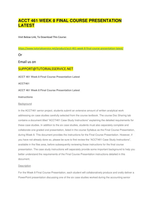acct 461 week 8 final course presentation latest