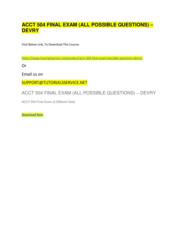 acct 504 final exam all possible questions devry