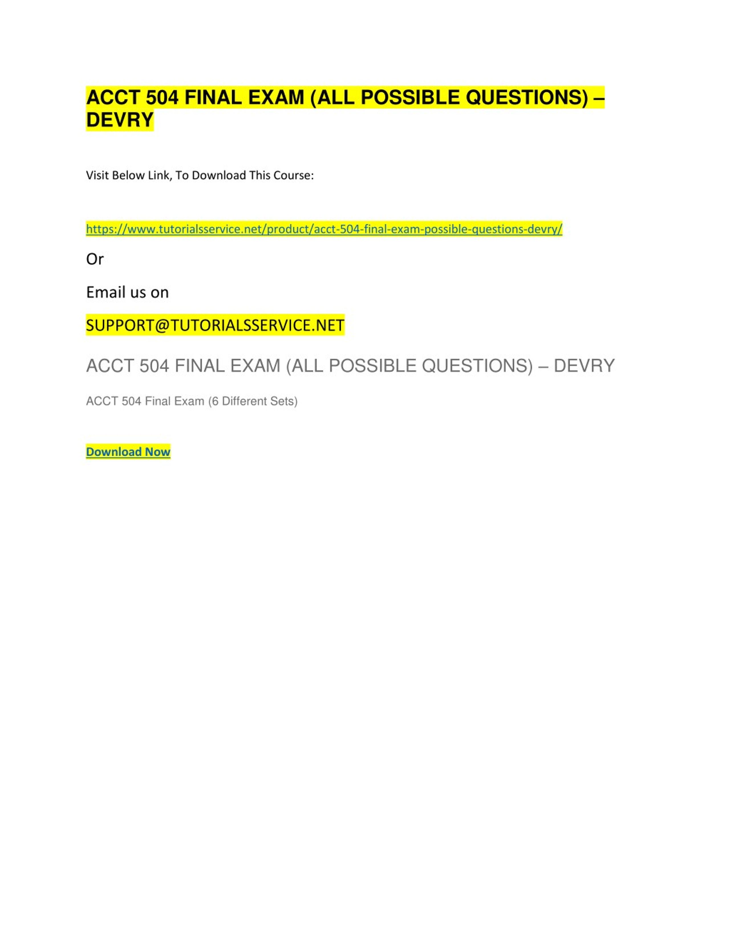 PPT - ACCT 504 FINAL EXAM (ALL POSSIBLE QUESTIONS) â€“ DEVRY PowerPoint ...