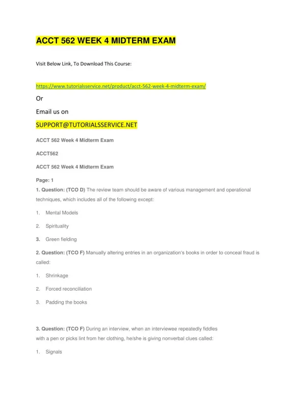 acct 562 week 4 midterm exam