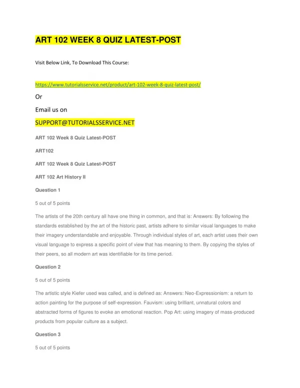 art 102 week 8 quiz latest post