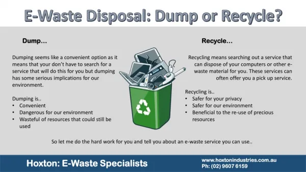 E-Waste Disposal: Dump or Recycle?
