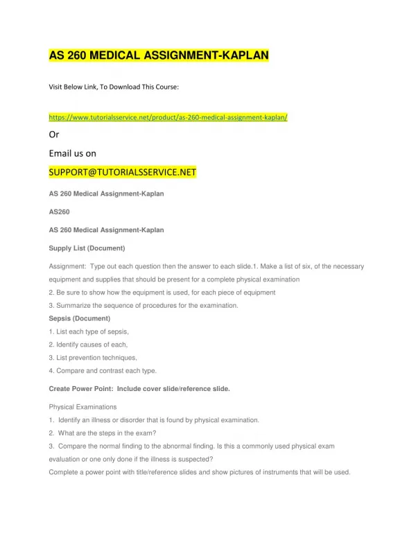 as 260 medical assignment kaplan