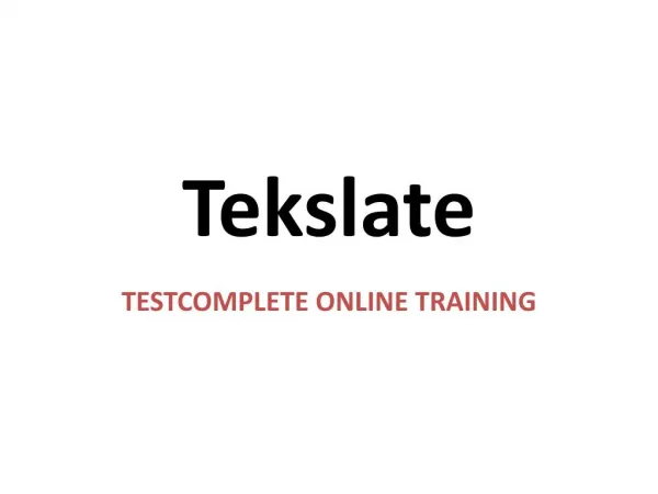 TestCompltraining, TestComplete tutorial online, TestComplete Tutorial videos