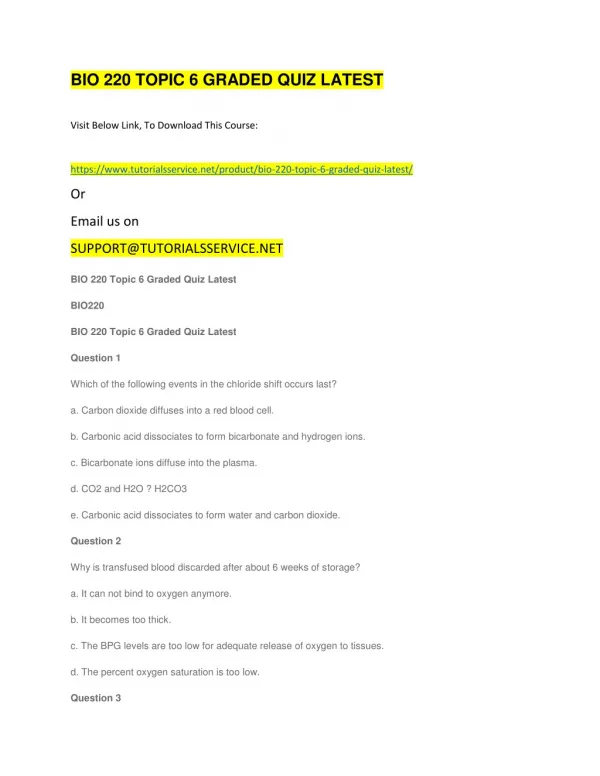 bio 220 topic 6 graded quiz latest