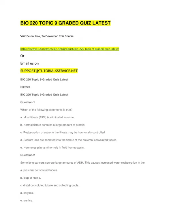 bio 220 topic 9 graded quiz latest