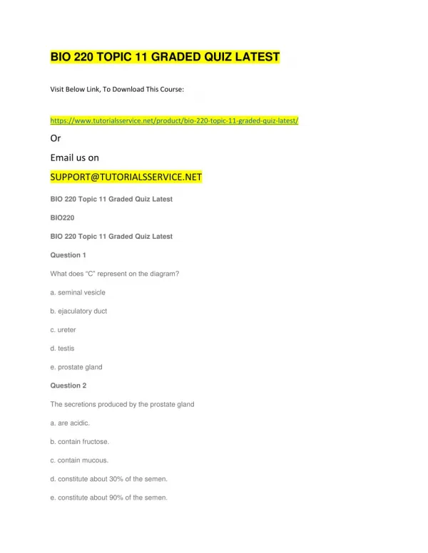 bio 220 topic 11 graded quiz latest