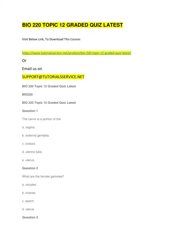 bio 220 topic 12 graded quiz latest