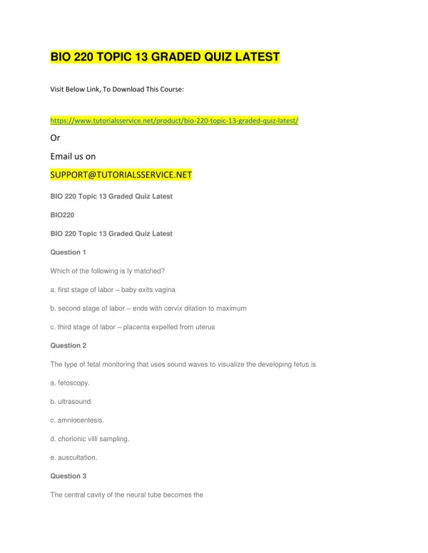 bio 220 topic 13 graded quiz latest