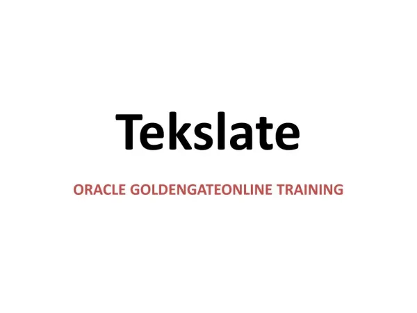 Oracle TM Training Online With Live Projects, Oracle GlodenGate Training